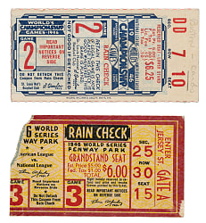 1946 Boston Red Sox vs. St. Louis Cardinals World Series Game 2 and 3 Ticket Stub Pair