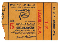 1951 New York Giants (vs. New York Yankees) World Series Game 5 Ticket Stub - Mickey Mantle's First World Series