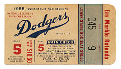 1955 Brooklyn Dodgers (vs. New York Yankees) World Series Game 5 Ticket Stub - Duke Snider Two Home Runs
