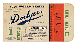 1956 Brooklyn Dodgers (vs. New York Yankees) World Series Game 1 Ticket Stub - Mickey Mantle Home Run