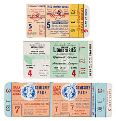 1952 and 1959 World Series Ticket Stub and Full Ticket Trio