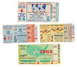 1960 to 1969 World Series Ticket Stub Collection (15)