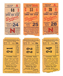 1953 Brooklyn Dodgers Ebbets Field Ticket Stub Collection (17) - All Games Featuring Jackie Robinson!