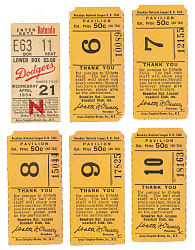 1954 Brooklyn Dodgers Ebbets Field Ticket Stub Collection (16) - All Games Featuring Jackie Robinson!