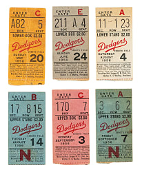 1956 Brooklyn Dodgers Ebbets Field Ticket Stub Collection (10) - All Games Featuring Jackie Robinson!