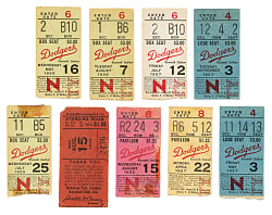 1956 and 1957 Brooklyn Dodgers Ticket Stub Collection (9) - All Games Played in Jersey City