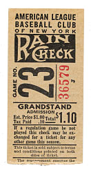 June 15, 1941 New York Yankees (vs. Cleveland Indians) Ticket Stub - Joe DiMaggio 28th Consecutive Game Hit Streak