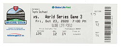2020 Tampa Bay Rays (vs. Los Angeles Dodgers) World Series Game 3 Souvenir Reprint Full Ticket