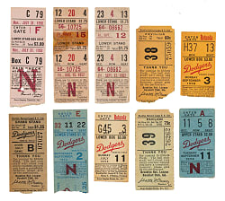 1950 to 1956 Brooklyn Dodgers Ebbets Field Ticket Stub Collection (10) - All Games Featuring Jackie Robinson and Hall of Famer Home Runs!