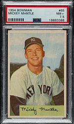 1954 Bowman #65 Mickey Mantle PSA NM+ 7.5