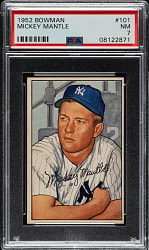 1952 Bowman #101 Mickey Mantle PSA NM 7
