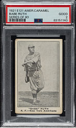 1921 E121 American Caramel (Series of 80) "Babe" Ruth PSA GOOD 2