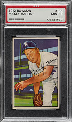 1952 Bowman #135 Mickey Harris PSA MINT 9