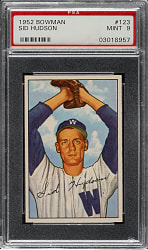 1952 Bowman #123 Sid Hudson PSA MINT 9