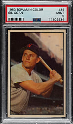 1953 Bowman Color #34 Gil Coan PSA MINT 9 - Highest Graded!