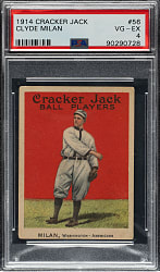 1914 E145 Cracker Jack #56 Clyde Milan PSA VG-EX 4