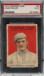 1914 E145 Cracker Jack #5 Ward Miller PSA EX 5