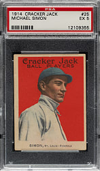 1914 E145 Cracker Jack #25 Michael Simon PSA EX 5