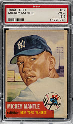 1953 Topps #82 Mickey Mantle PSA VG+ 3.5