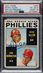 Signed 1964 Topps #243 Richie Allen Rookie PSA VG-EX 4 with GEM MINT 10 Signature