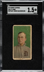 1909-1911 T206 White Border Ty Cobb Portrait Green Background SGC FAIR 1.5