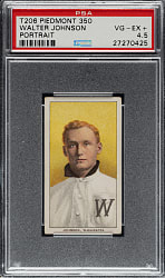 1909-1911 T206 White Border Walter Johnson Portrait PSA VG-EX+ 4.5
