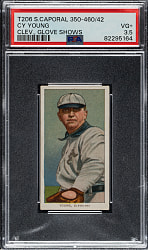 1909-1911 T206 White Border Cy Young Glove Shows PSA VG+ 3.5