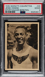 1935 Muratti Cigarettes #49 Jesse Owens Rookie PSA GOOD 2