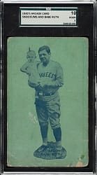 Circa 1920s W-UNC-Arcade Card Snookums and Babe Ruth Green Tint SGC POOR 10