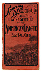 1909 Sporting Life American League Schedule Featuring Team Composite Images Including Joe Jackson Rookie Image