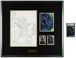 1996 Topps "Star Wars" Shadows of the Empire #90 Fett Fends Off Fellow Bounty Hunters Original Concept Artwork by Tim and Greg Hildebrandt Plus PSA GEM MINT 10 Card