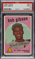 1959 Topps #514 Bob Gibson Rookie PSA MINT 9