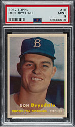 1957 Topps #18 Don Drysdale Rookie PSA MINT 9 - Highest Graded!