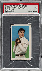 1909-1911 T206 White Border Christy Mathewson Dark Cap PSA NM 7 - El Principe De Gales Back