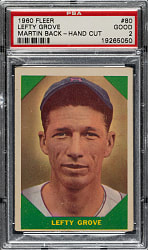 Extremely Rare 1960 Fleer #80 Lefty Grove with Pepper Martin Back PSA GOOD 2