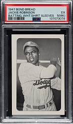 Circa 1947 Bond Bread Jackie Robinson Batting, White Sleeves PSA EX 5 (MK)