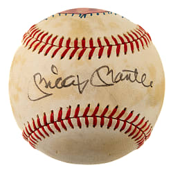 Mickey Mantle Single-Signed Portrait Baseball - JSA