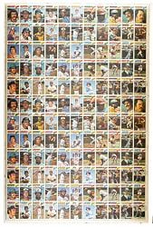 1977 Topps "Cloth Stickers" Uncut Sheet (132 cards) Featuring Two Complete Sets