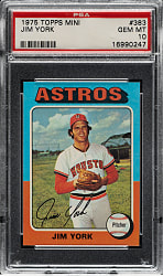 1975 Topps Mini #383 Jim York PSA GEM MINT 10