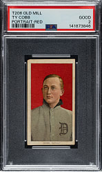 1909-1911 T206 White Border Ty Cobb Portrait Red Background PSA GOOD 2 - Old Mill Back
