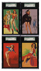 1945 Mutoscope "Artist Pin-Up Girls" SGC-Graded Partial Set (48/64)