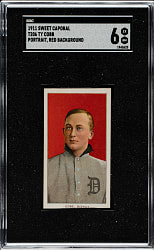 1909-1911 T206 White Border Ty Cobb Portrait Red Background SGC EX/NM 6