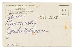Jackie Robinson Signed Yellow Hall of Fame Postcard - JSA