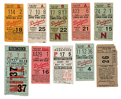 1957 Brooklyn Dodgers Ebbets Field Ticket Stub Collection (20) - Final Season in Brooklyn - Aaron, Snider, and Musial Home Runs