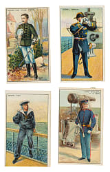 1909-1913 T81 Recruit Little Cigars "Military Series" Die-Cut Near-Complete and Partial Set Pair (2 Sets, 72 Cards) Plus 168 Duplicates