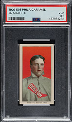 1909 E95 Philadelphia Caramel Ed Cicotte PSA VG+ 3.5