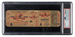 1947 New York Yankees (vs. Brooklyn Dodgers) World Series Game 6 Full Ticket PSA FAIR 1.5 - Al Gionfriddo's Catch