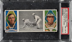 1912 T202 Hassan Triple Folder "A Close Play At Home" Bobby Wallace/Pelty PSA NM-MT 8 - Highest Graded!