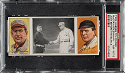1912 T202 Hassan Triple Folder "Just Before the Battle" Roger Bresnahan/John McGraw PSA NM-MT 8