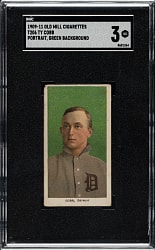 1909-1911 T206 White Border Ty Cobb Portrait Green Background SGC VG 3 - Old Mill Back
